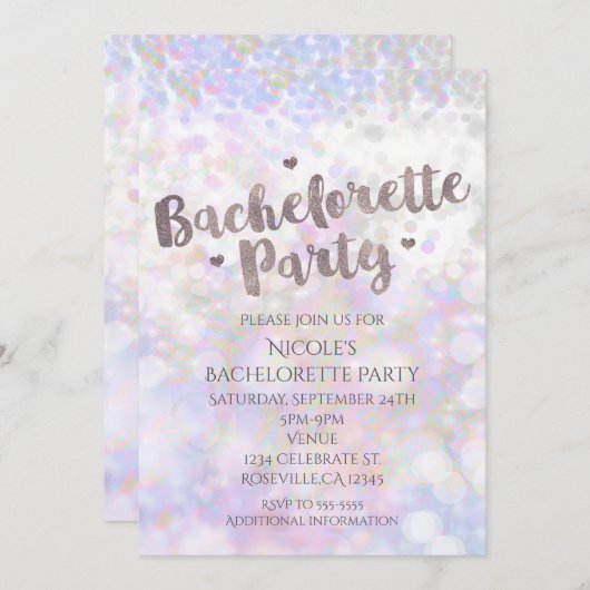 Iridescent Sparkle Bachelorette Party Uitnodiging (Voorkant / Achterkant)