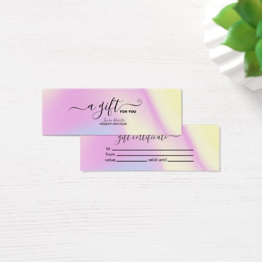 Iridescent Sparkle Holographic Gift Certificate Mini Visitekaartjes (Bureau)
