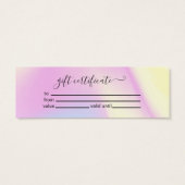 Iridescent Sparkle Holographic Gift Certificate Mini Visitekaartjes (Achterkant)
