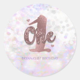 Iridescent Sparkle One 1e verluisterfeest cadeautj Ronde Sticker