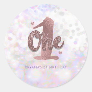 Iridescent Sparkle One 1e verluisterfeest cadeautj Ronde Sticker