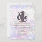Iridescent Sparkle One 1st Birthday Invitations Kaart (Voorkant)
