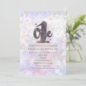 Iridescent Sparkle One 1st Birthday Invitations Kaart (Staand voorkant)