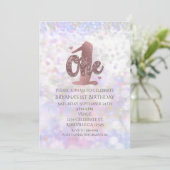 Iridescent Sparkle One 1st Birthday Invitations Kaart (Staand voorkant)