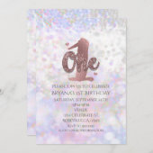Iridescent Sparkle One 1st Birthday Invitations Kaart (Voorkant / Achterkant)