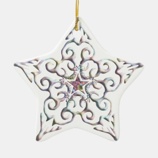 Iridescent Star-Ornament Keramisch Ornament (Voorkant)