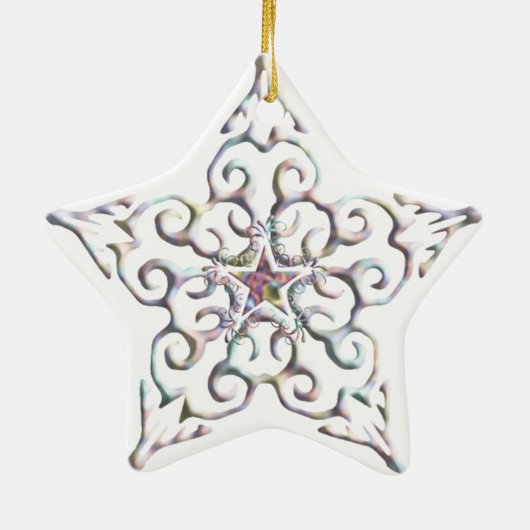 Iridescent Star-Ornament Keramisch Ornament (Achterkant)