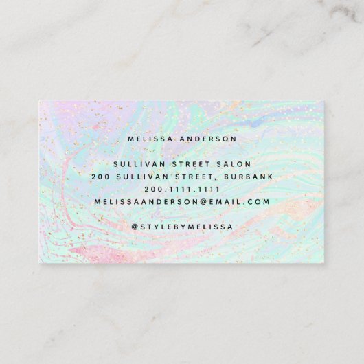 Iridescent Stone Glitter Visitekaartje (Achterkant)