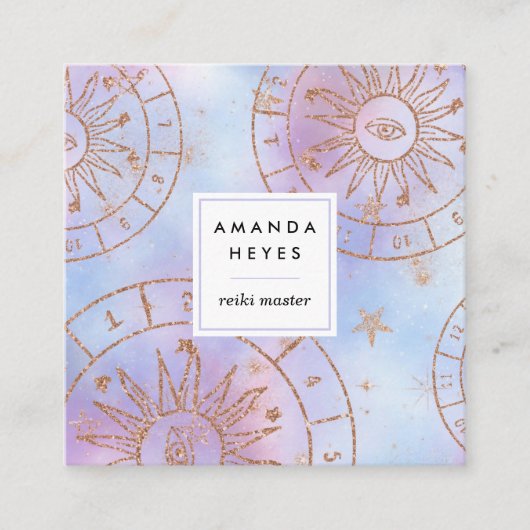 Iridescent Sun Reiki Master Chakra Energy Healer | Vierkante Visitekaartje (Voorkant)