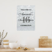 Iridescent Sweet 16 Glitter Licht Welkomstwoord Po Poster (Keuken)