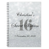 Iridescent Sweet 16 Silver Custom Guest Book Notitieboek (Voorkant)