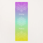 Iridescent Teal Rainbow Gradient Mandala With Name Yogamat (Voorkant)