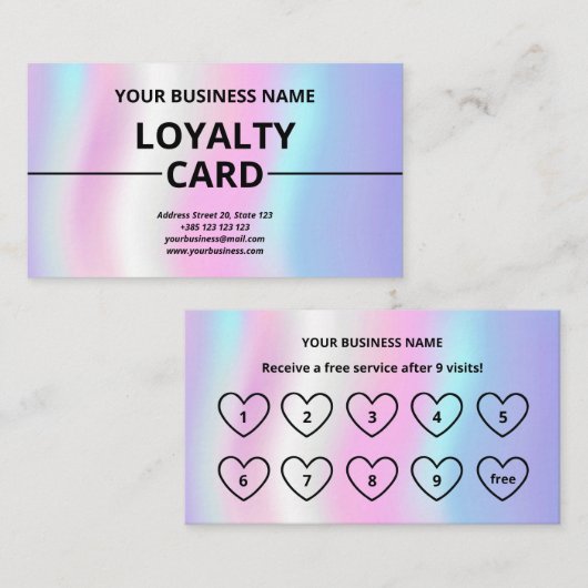 Iridescent Texture Moderne Schattigee Loyaliteit K Klantenkaartje (Voorkant / Achterkant)