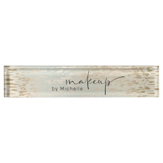 Iridescent Textured Makeup Artist Desk Nameplate Naambordje (Voorkant)