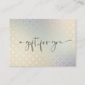 Iridescent Textured Modern Script Gift Certificate Visitekaartje (Voorkant)