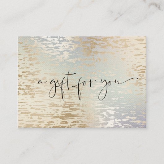 Iridescent Textured Modern Script Gift Certificate Visitekaartje (Voorkant)