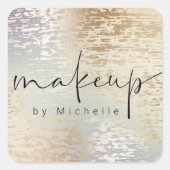 Iridescent Textured Modern Script Make-up Artist Vierkante Sticker (Voorkant)
