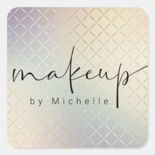 Iridescent Textured Modern Script Make-up Artist Vierkante Sticker