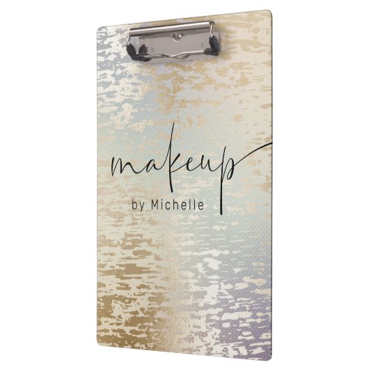 Iridescent Textured Modern Script Make-up Monogram Klembord (Links)