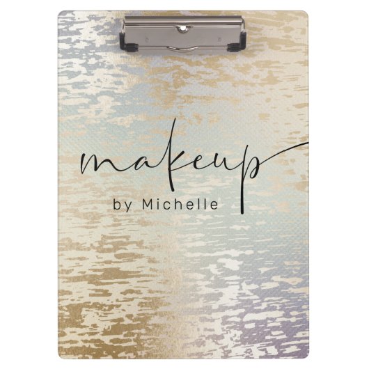 Iridescent Textured Modern Script Make-up Monogram Klembord (Voorkant)