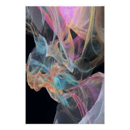 Iridescent Thread Vortex Teal Magenta Glow Perfect Poster