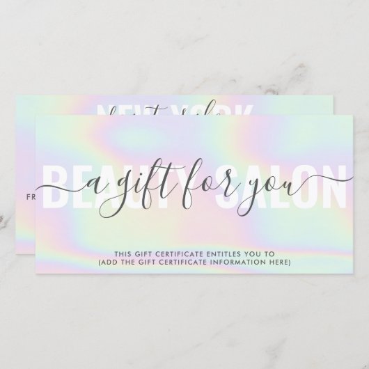 Iridescent trendy gradiënt regenboogsalon cadeauka (Voorkant / Achterkant)