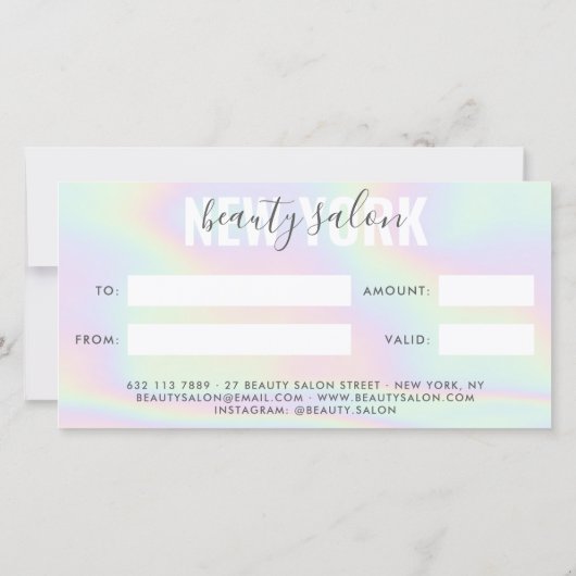 Iridescent trendy gradiënt regenboogsalon cadeauka (Achterkant)