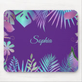 Iridescent Tropical Leaves, Blauwgroen naam op Paa Muismat (Voorkant)