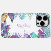 Iridescent Tropische Bladeren, Paarse naam, wit Case-Mate iPhone Case (Achterkant (horizontaal))