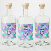 Iridescent Ultra Modern Monogram Gin Liquor Likeurfles Etiket (Flessen)