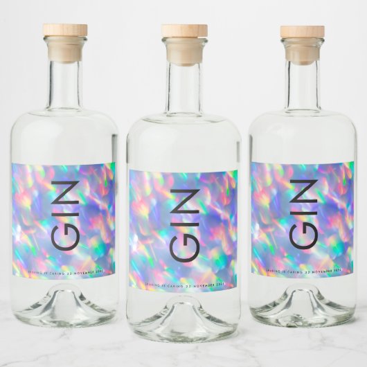Iridescent Ultra Modern Monogram Gin Liquor Likeurfles Etiket (Flessen)
