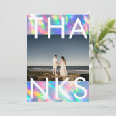 Iridescent Ultra Modern Monogram Weddenschap Bedankkaart (Staand voorkant)
