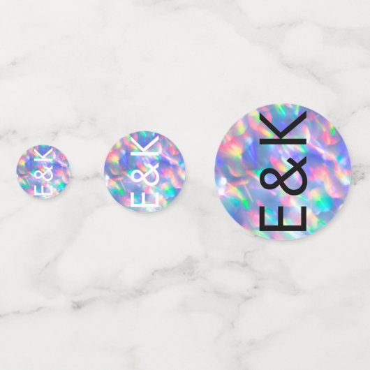 Iridescent Ultra Modern Monogram Weddenschap Confetti (Achterkanten)