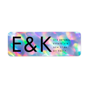 Iridescent Ultra Modern Monogram Weddenschap Etiket