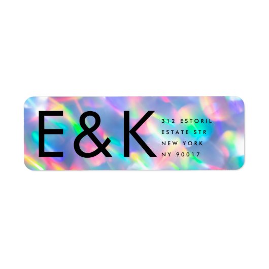 Iridescent Ultra Modern Monogram Weddenschap Etiket (Voorkant)