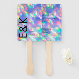 Iridescent Ultra Modern Monogram Weddenschap Handwaaier