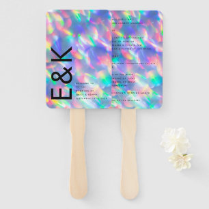 Iridescent Ultra Modern Monogram Weddenschap Handwaaier