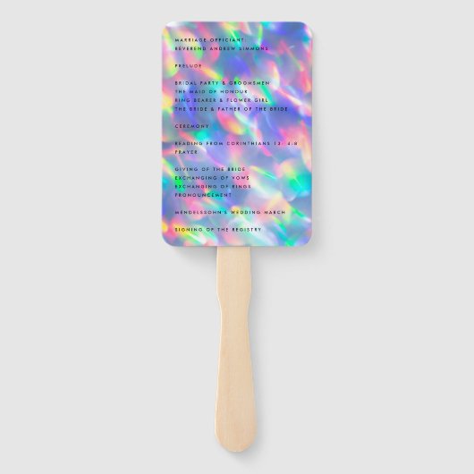 Iridescent Ultra Modern Monogram Weddenschap Handwaaier (Achterkant)