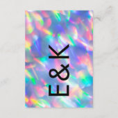 Iridescent Ultra Modern Monogram Weddenschap Informatiekaartje (Achterkant)