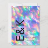 Iridescent Ultra Modern Monogram Weddenschap Kaart (Voorkant)