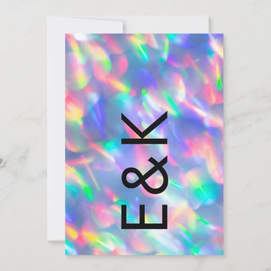 Iridescent Ultra Modern Monogram Weddenschap Kaart (Achterkant)
