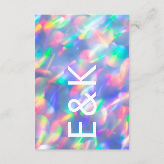 Iridescent Ultra Modern Monogram Weddenschap Kaart (Achterkant)
