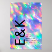 Iridescent Ultra Modern Monogram Weddenschap Poster (Voorkant)