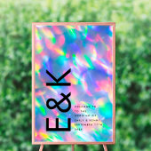Iridescent Ultra Modern Monogram Weddenschap Poster