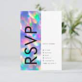 Iridescent Ultra Modern Monogram Weddenschap RSVP Kaartje (Staand voorkant)