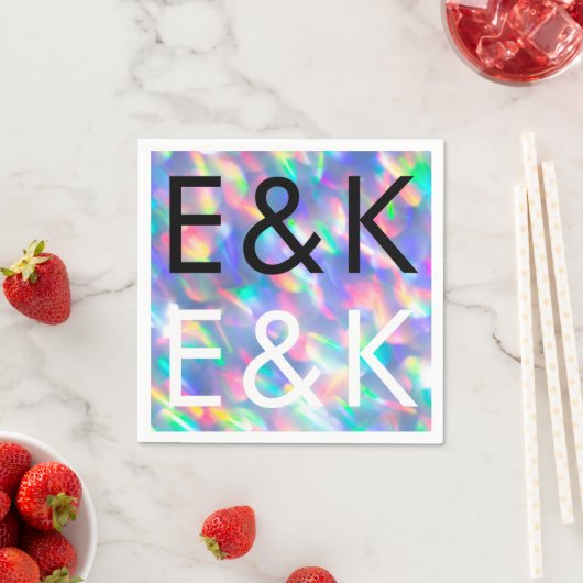 Iridescent Ultra Modern Monogram Weddenschap Servet (Insitu)