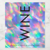 Iridescent Ultra Modern Monogram Weddenschap Wijn Etiket (Enkel label)