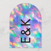 Iridescent Ultra Modern Monogram Wedding Arch Kaart (Achterkant)
