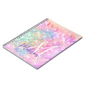 Iridescent unicorn roze faux glitter drip monogram notitieboek (Linkerzijde)