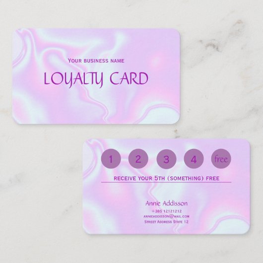 Iridescent unicorn skin faux holographic textuur klantenkaartje (Voorkant / Achterkant)